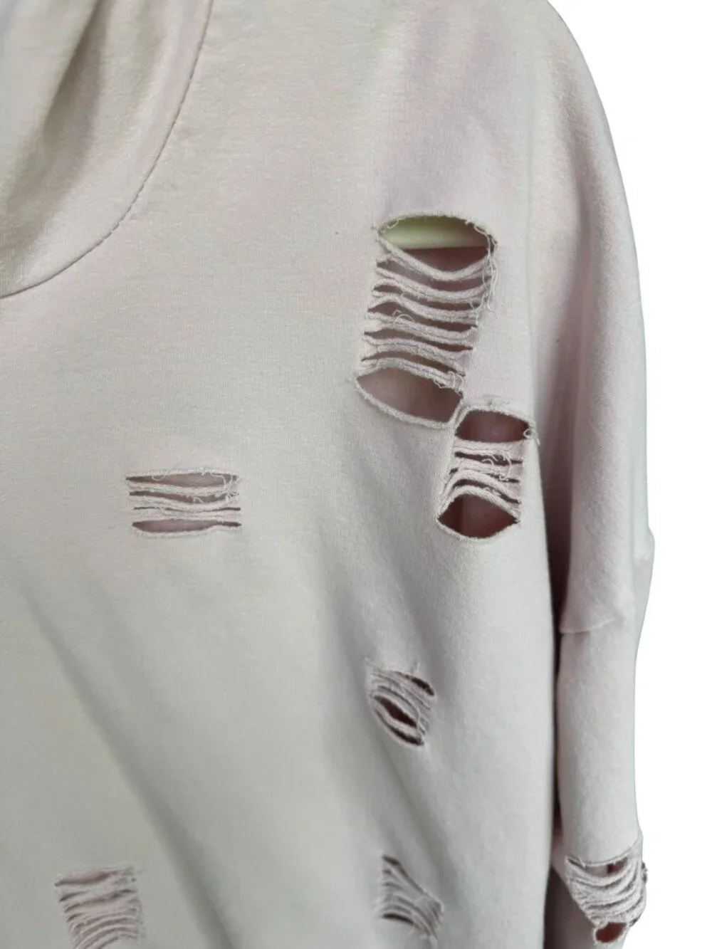 Boohoo Distressed Oversized Hoodie Sweatshirt Dress Pink, Ripped Grunge Pullover